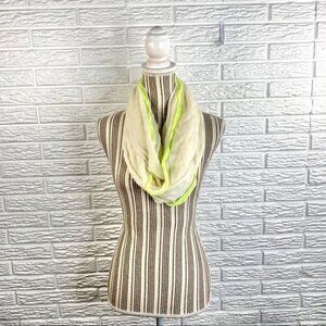 MS Accessories Cream & Green Eternity Scarf